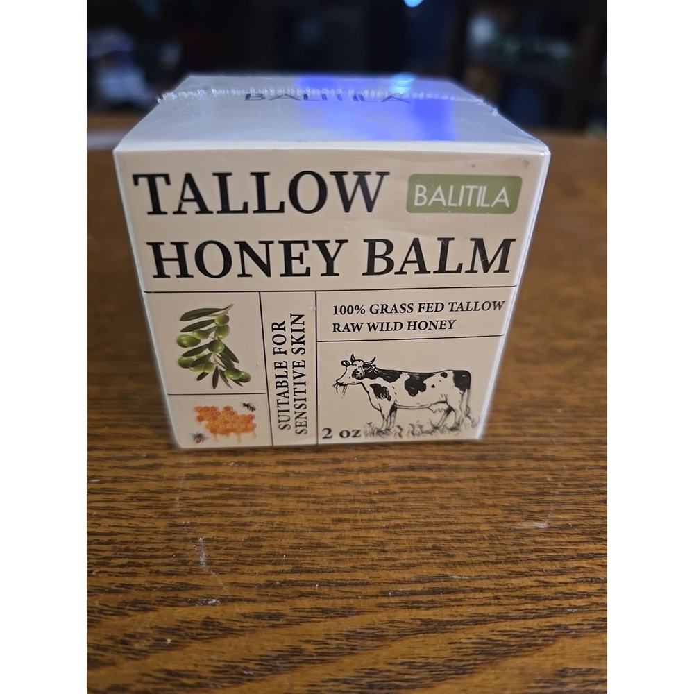 Tallow Honey Balm For‎ Sensitive Skin Grass Fed w/raw Wild Honey 2oz NIB